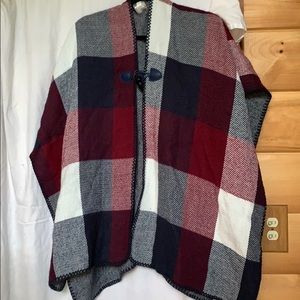 Plaid poncho
